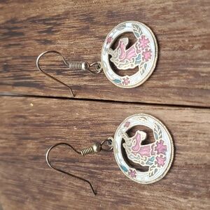 Cloisonne mosaic‎ unicorn earrings E602